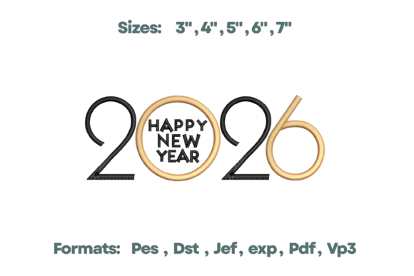 2026 Circle Happy New Year Embroidery