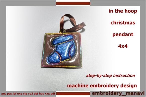 Christmas Boots Embroidery Pendant
