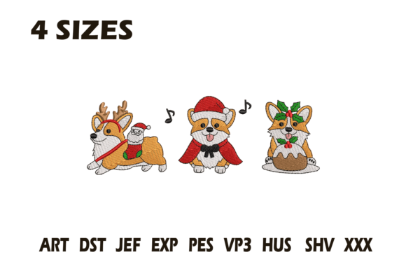 Christmas Corgi Embroidery Design Set