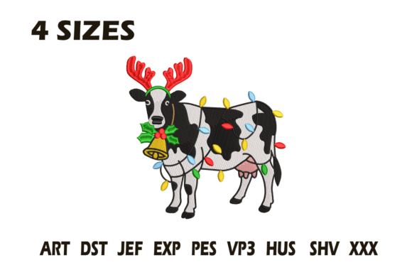 Christmas Cow Embroidery Design