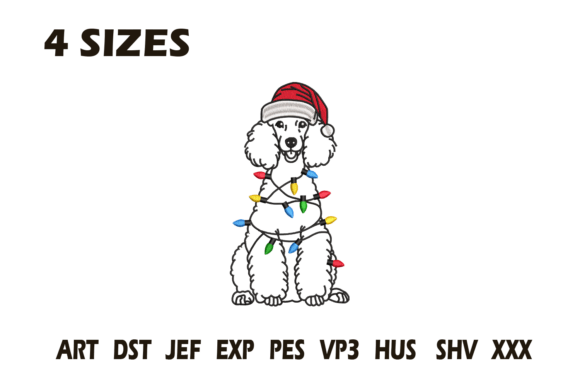 Christmas Poodle Embroidery Design