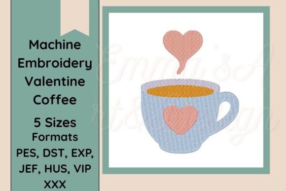 Coffee Mug Machine Embroidery Design