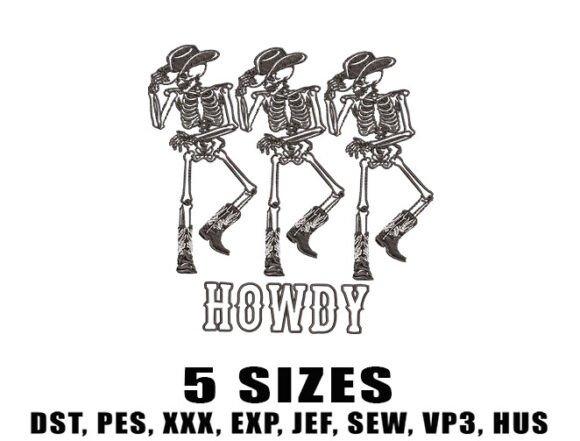Cowboy Skeleton Embroidery Design