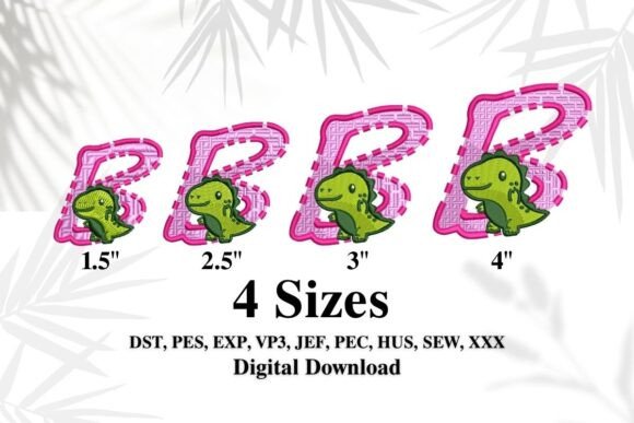 Cute Dinosaur Embroidery Alphabet B