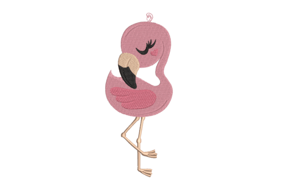 Cute Flamingo Embroidery Design