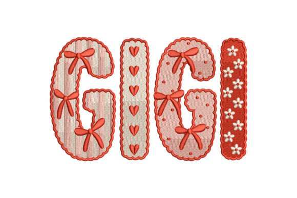 GIGI Heart Bow Letter Embroidery Design