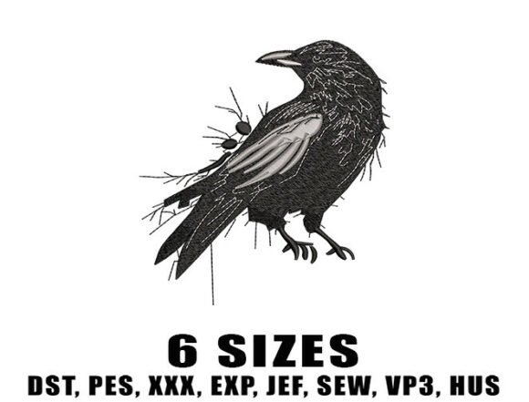 Gothic Raven Embroidery Design