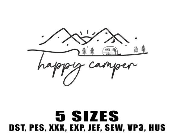 Happy Camper Embroidery Design