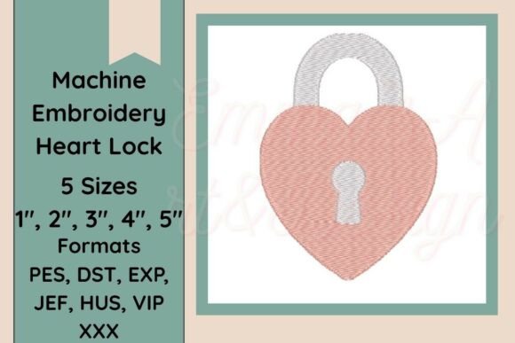 Heart Padlock Machine Embroidery Design