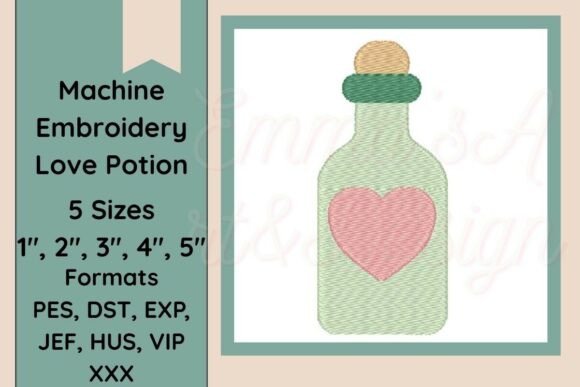 Love Potion Bottle Machine Embroidery