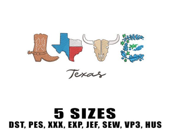 Love Texas Embroidery Design