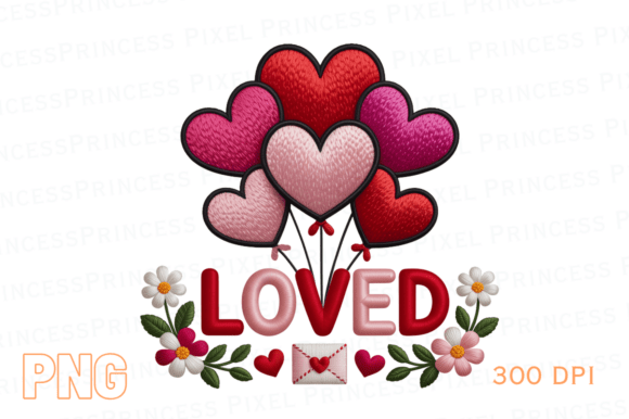 Loved Heart Balloon Embroidery Design