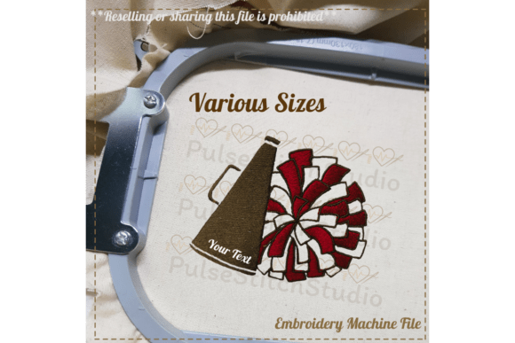 Megaphone and Pom Embroidery Design