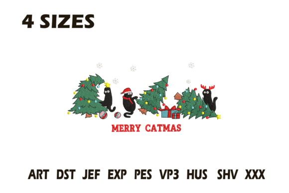 Merry Catmas Embroidery Design