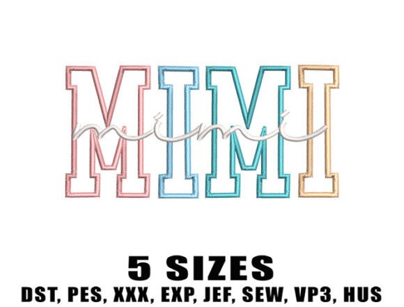 Mimi Varsity Embroidery Design