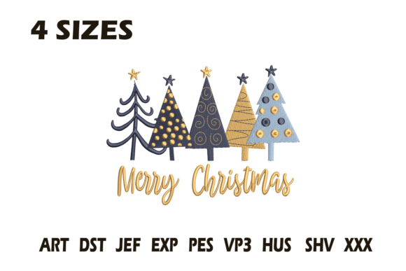 Modern Christmas Trees Embroidery