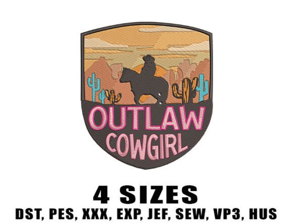 Outlaw Cowgirl Embroidery Design