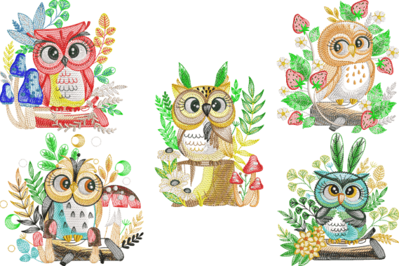 Owl Embroidery Design Collection