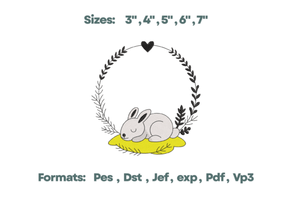 Sleeping Bunny Wreath Embroidery Design