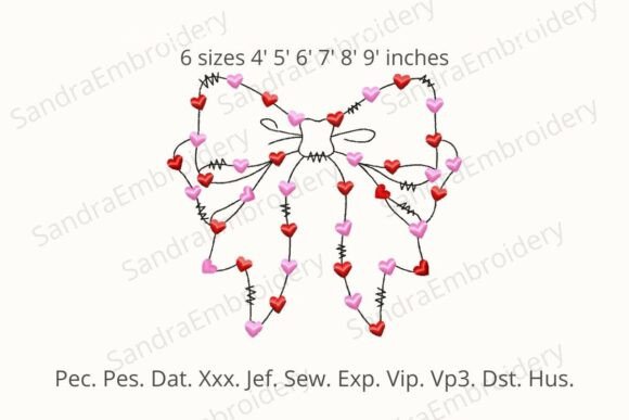 Valentine Love Bow Embroidery