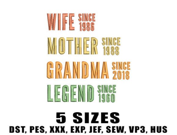 Wife Mom Grandma Legend Embroidery Design